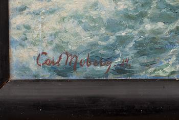 OKÄND KONSTNÄR, olja på duk. Signerad Carl Moberg. 1900-talets första del.