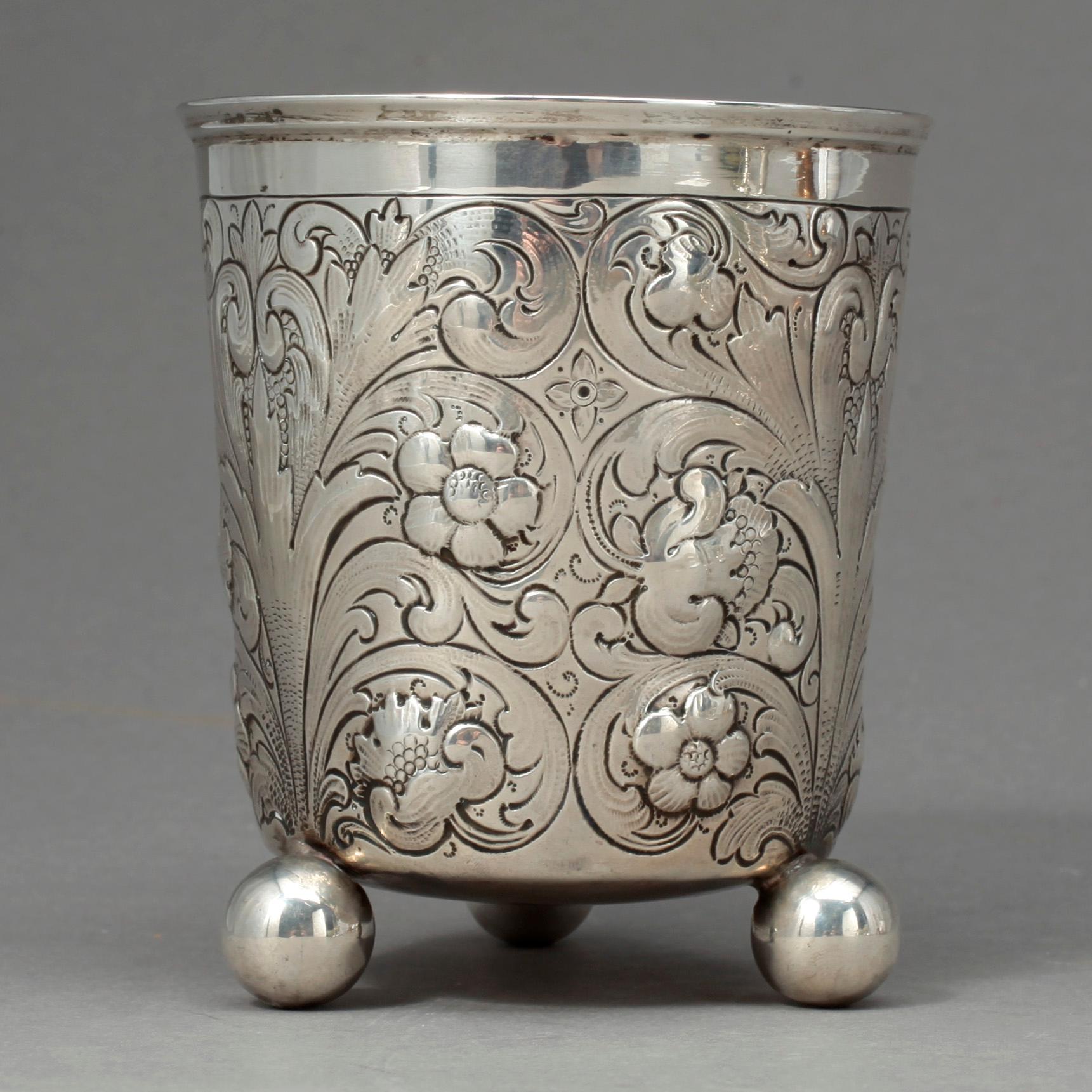 BÄGARE, silver, barock, troligen Danmark 1700/1800-tal, tot vikt 160 gram.