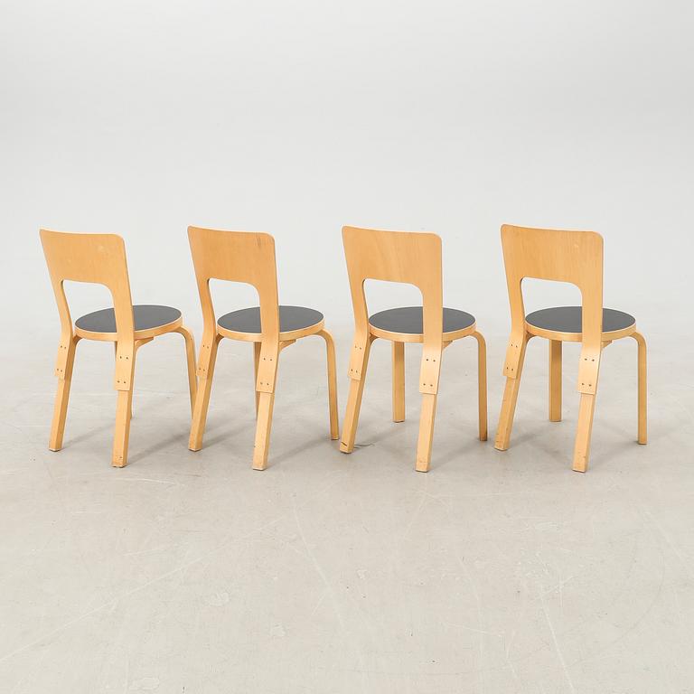 Alvar Aalto, four chairs model number 66, Finland, late 20th century.