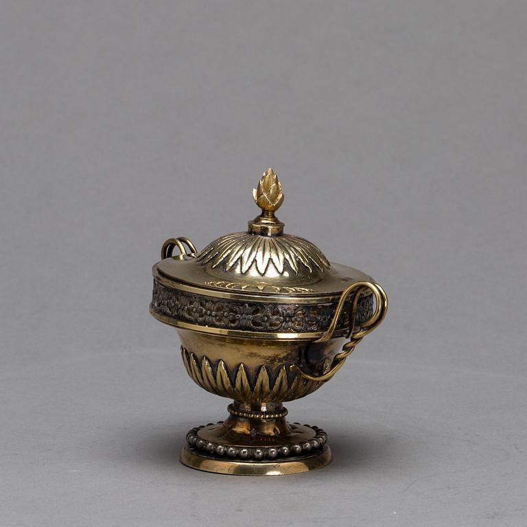 A Russian early 19th century silver gilt perfume burner, Moscow, c. 1800.