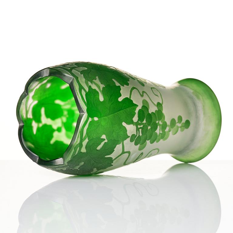 Karl Lindeberg, an Art Nouveau cameo glass vase, Kosta, Sweden, early 20th Century.