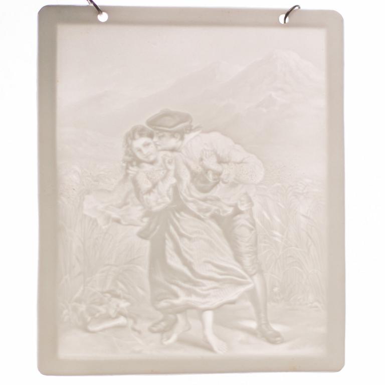 Four lithphane plaques, 19th century.