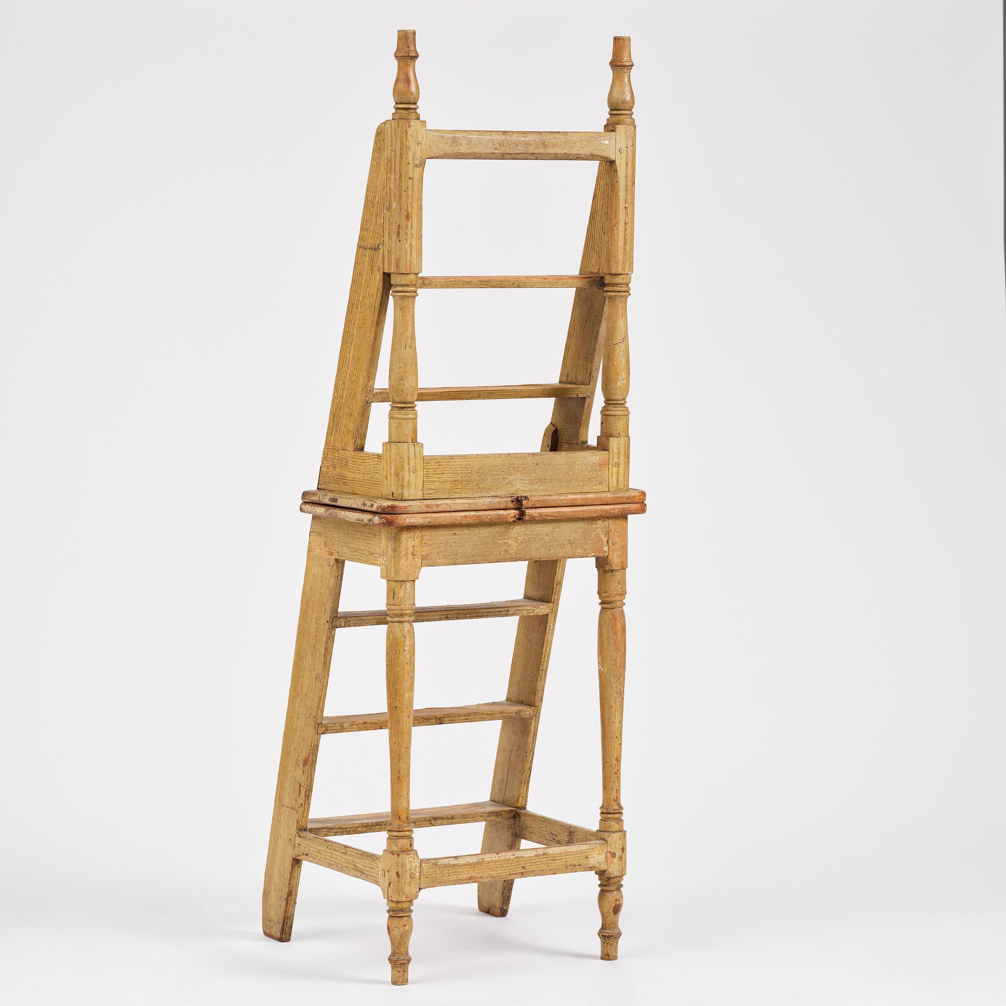 A late baroque library-ladder, mid/later part 18th century.