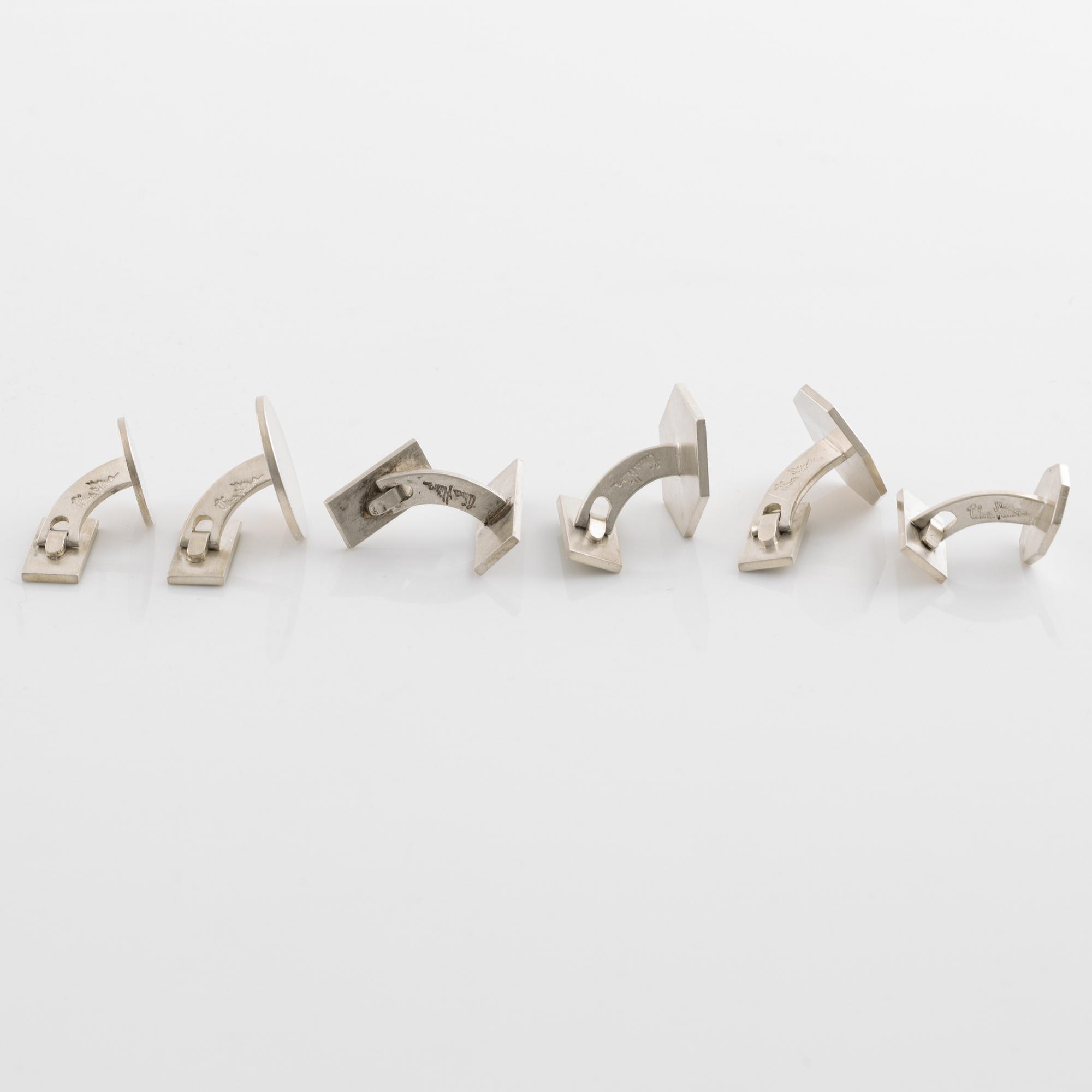 Wiwen Nilsson,  six sterling silver cufflinks.