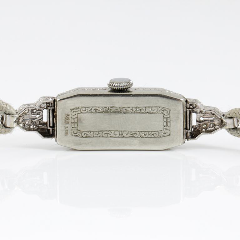 ARMBANDSUR, 14 K vitguld. Totalvikt ca 10 gram.