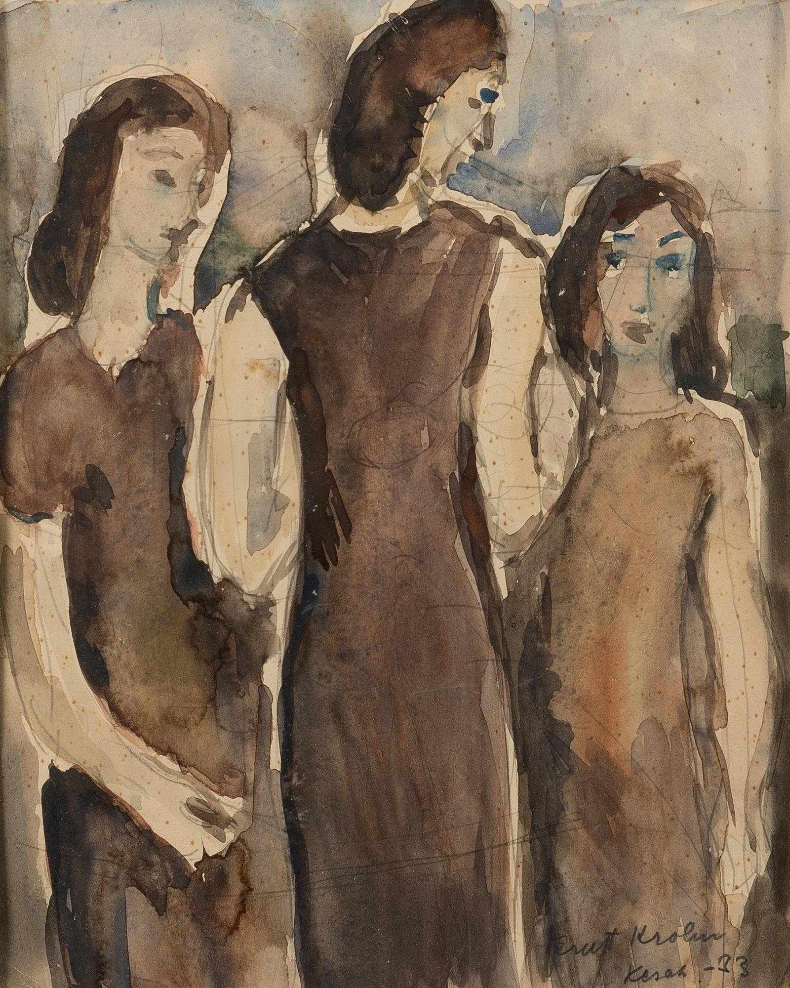 ERNST KROHN, vesiväri, signeerattu, merkitty kesäkuu ja päivätty -33.