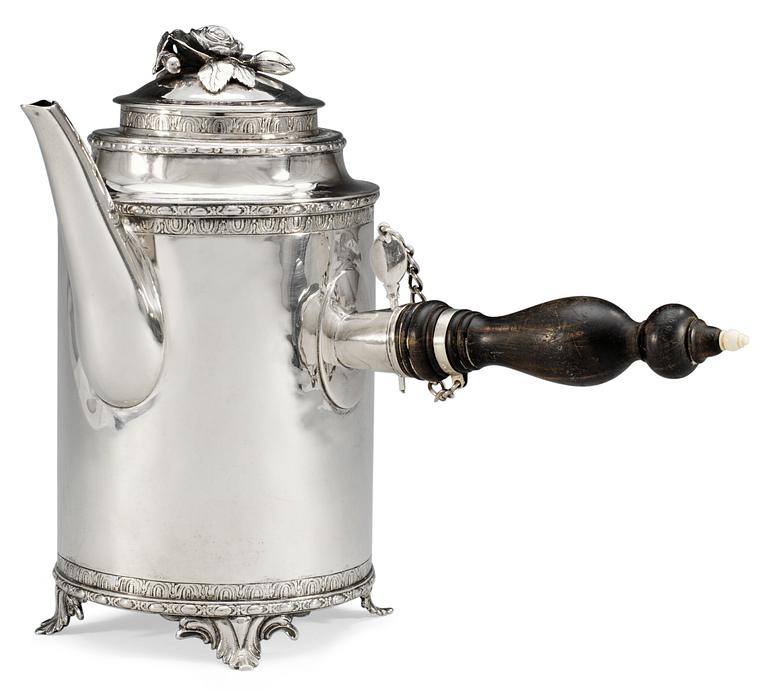 A Swedish 18th century silver coffee-pot, marks of Petter Eneroth, Stockholm 1782.