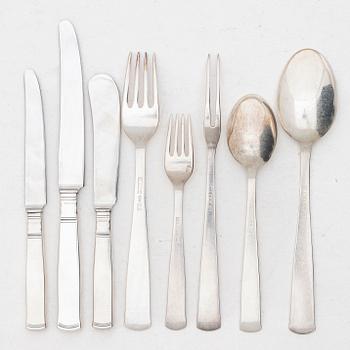 Jacob Ängman, a 79 piece silver cutlery service, model Rosenholm, GAB, second half of the 20th century.
