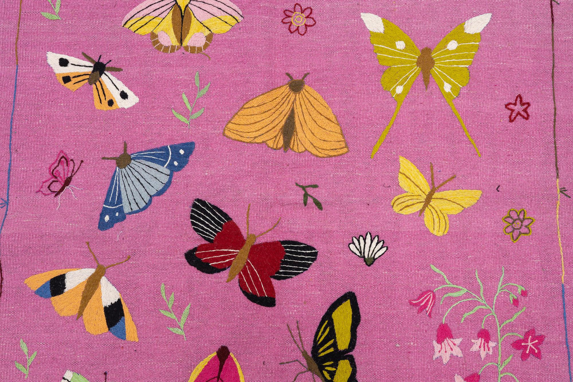 Rug, hand-embroidered Kelim, ca. 185 x 125 cm.
