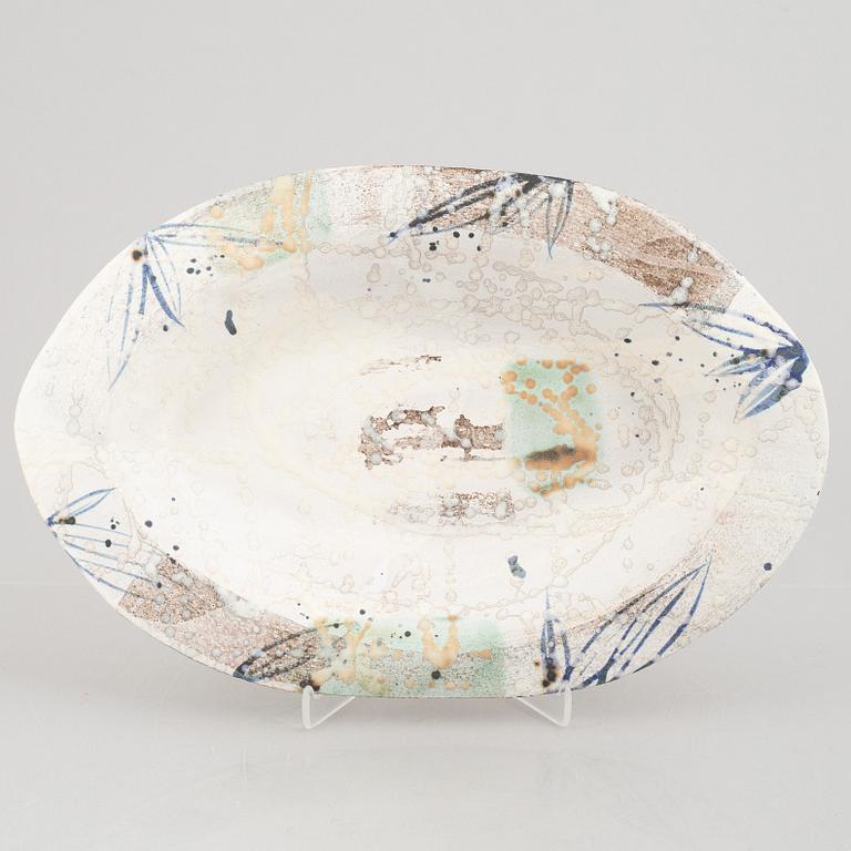Margareta Andersson, a contemporary stoneware dish, own studio, Kungsbacka.