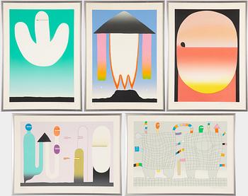 Sadamasa Motonaga, "Japanese Nobel Prize Winners" Complete portfolio with 5 colour screenprints.