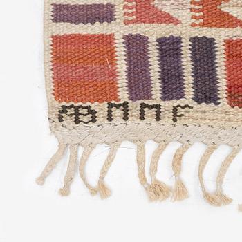 Barbro Nilsson, a carpet, 'Salerno röd', flat weave, c. 261 x 193 cm, signed AB MMF BN.