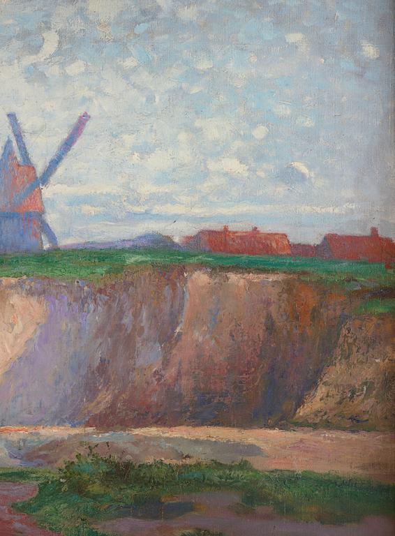 Emile Zoir, Landscape with windmill, Etaples.