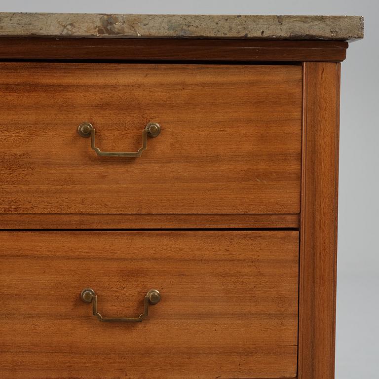 A mahogany-veneered late Gustavian commode by G. Iversson (master in Stockholm 1778-1813).