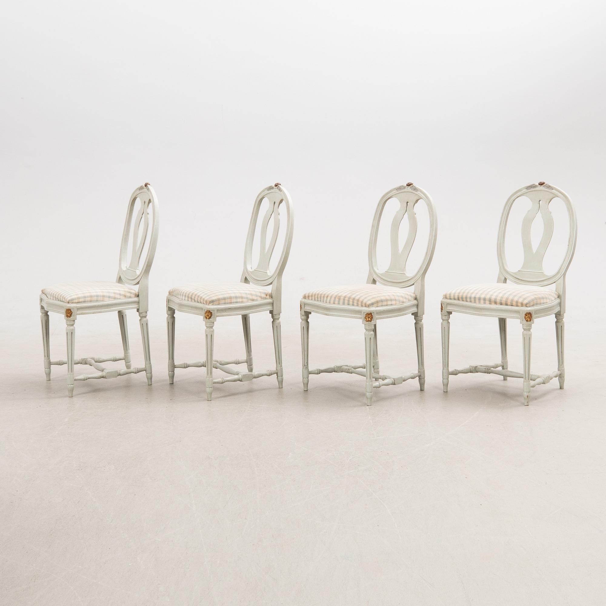 Dining group, 5 pcs, Gustavian style, K.A Roos, Helsingborg, later half of the 20th century.