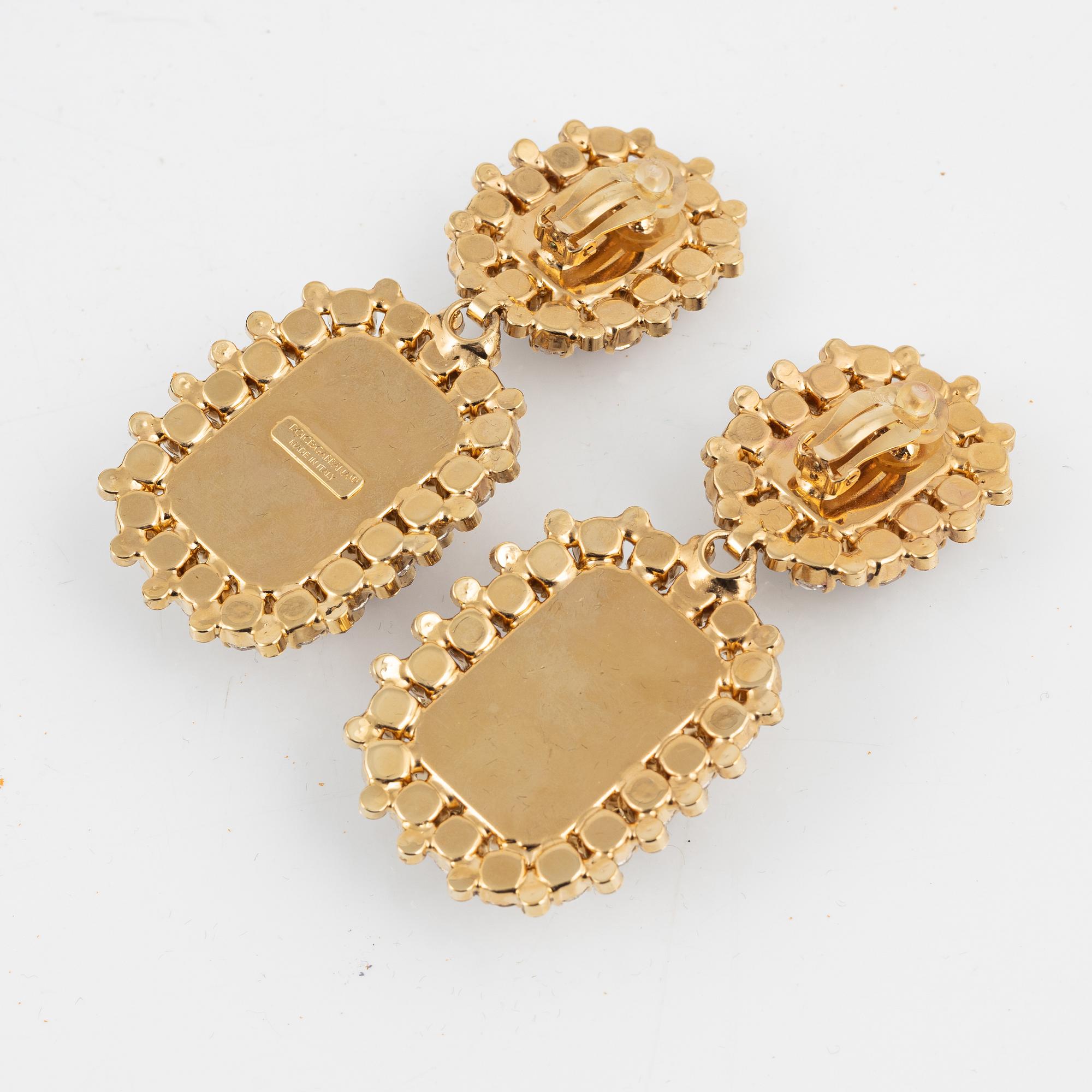 Dolce & Gabbana, large strass earrings.