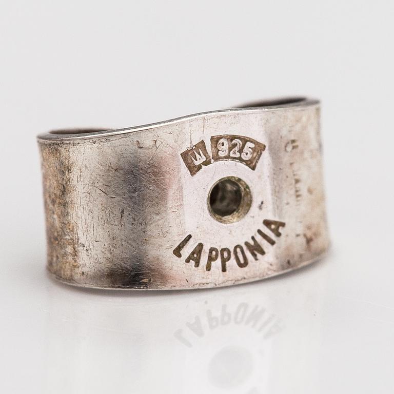 Lapponia, A necklace, bracelet and a pair of earrings made of sterling silver.
