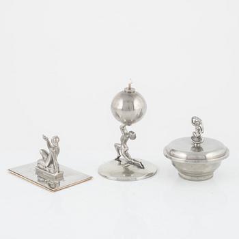 Tin, 3 parts, including CG Hallberg, 1930s.