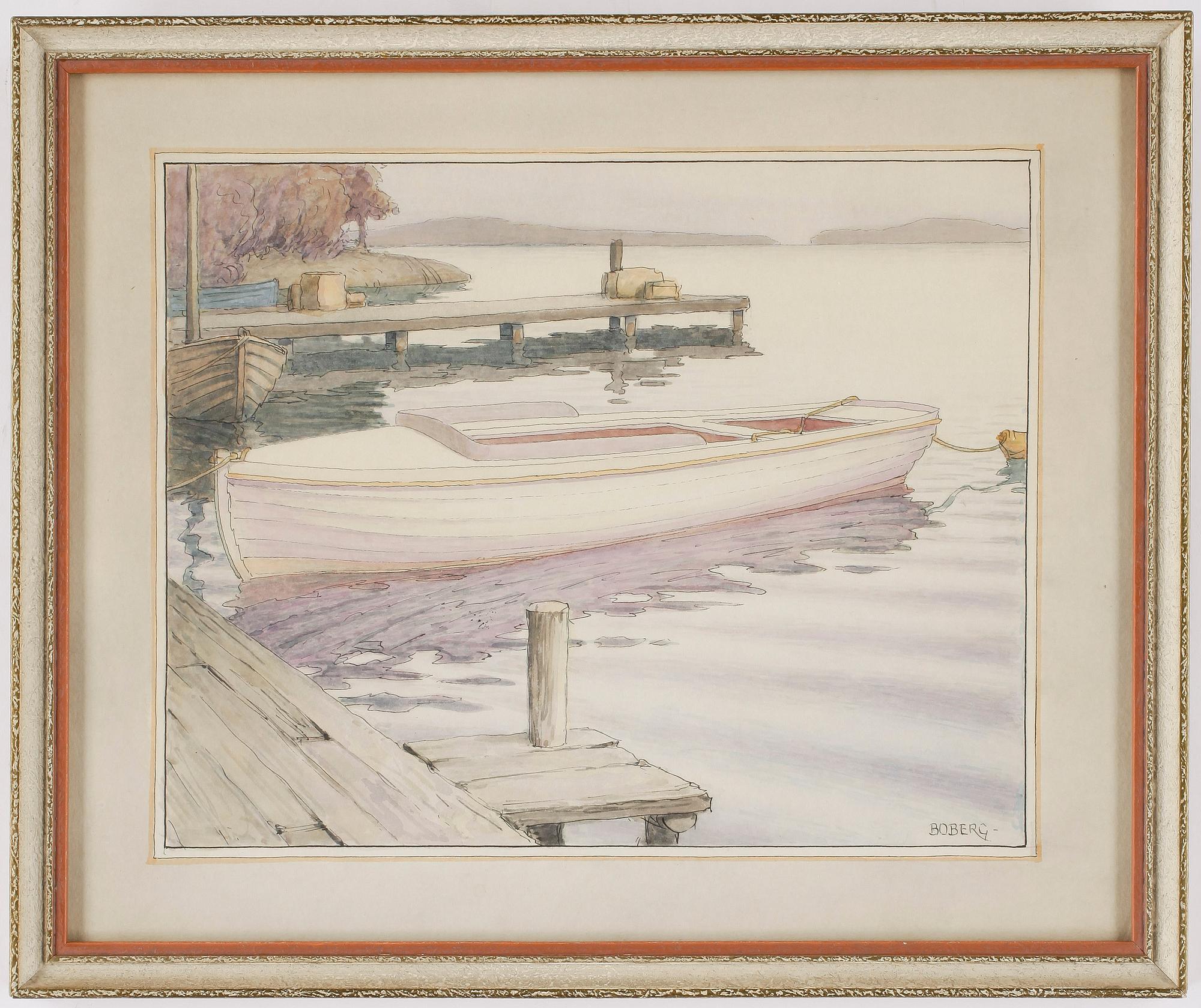FERDINAND BOBERG, akvarell, signerad.