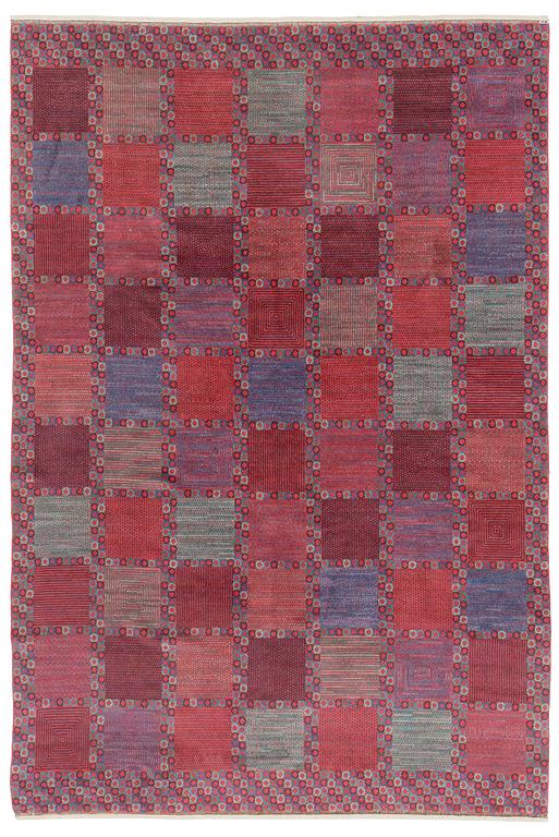 Barbro Nilsson, a carpet. "Rödingen", knotted pile, ca 365 x 244 cm, signed AB MMF BN.