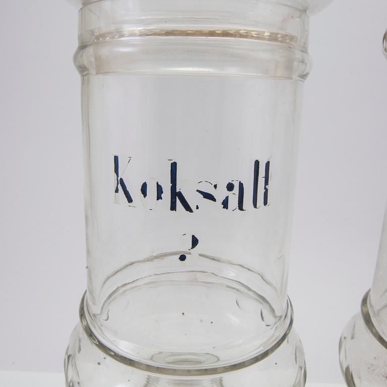 Apothecary jars, 7 pieces, first half of the 20th century.