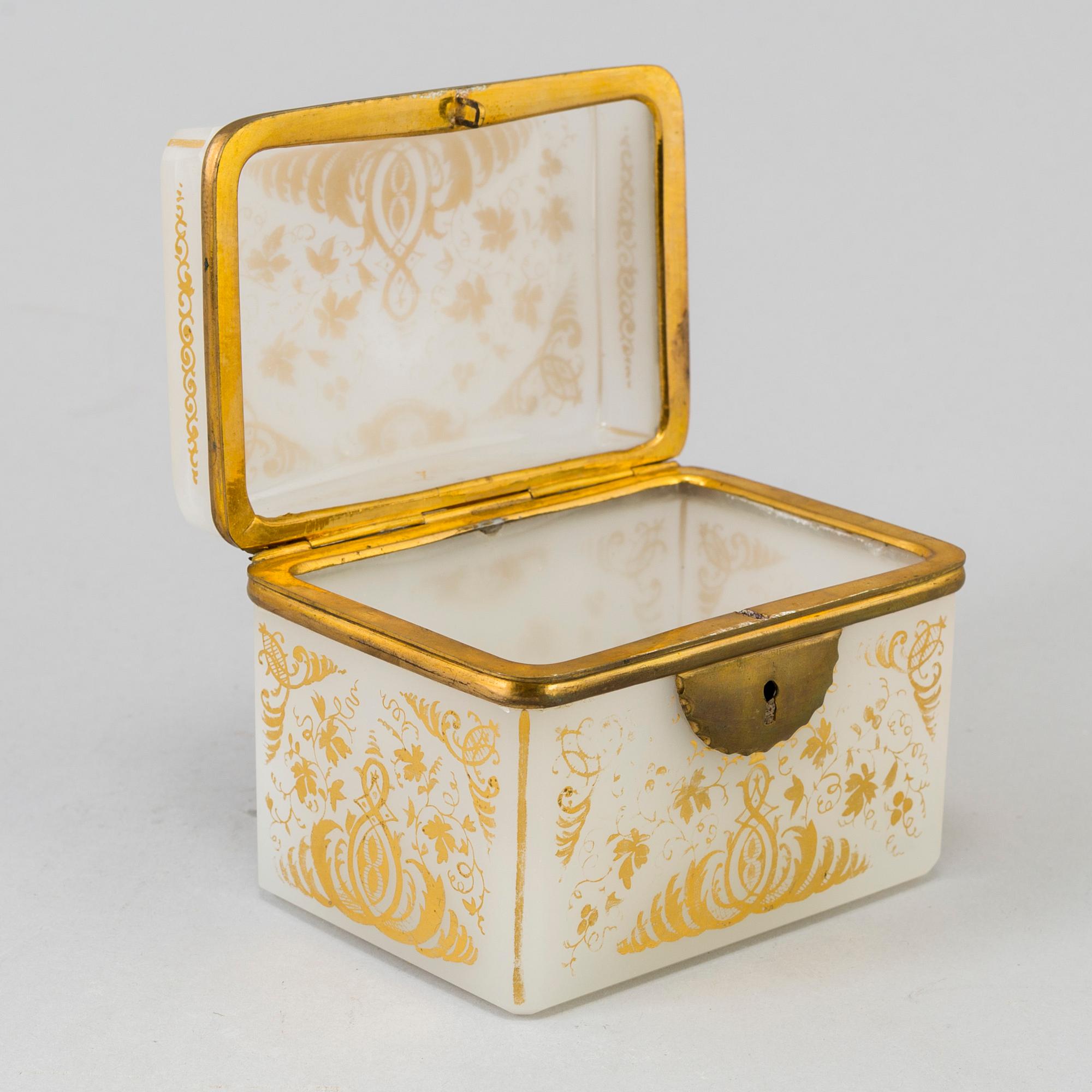 SKRIN med LOCK, glas och förgylld mässing, 1800-talets slut.