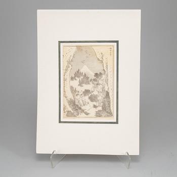 KATSUSHIKA HOKUSAI (1760–1849), after, a group of seven sheets/pages from album, Japan, 19th century.