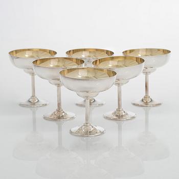 A set of six footed silver bowls, and a 
sweetmeat basket, Kultakeskus, Hämeenlinna 1943 and 1956.