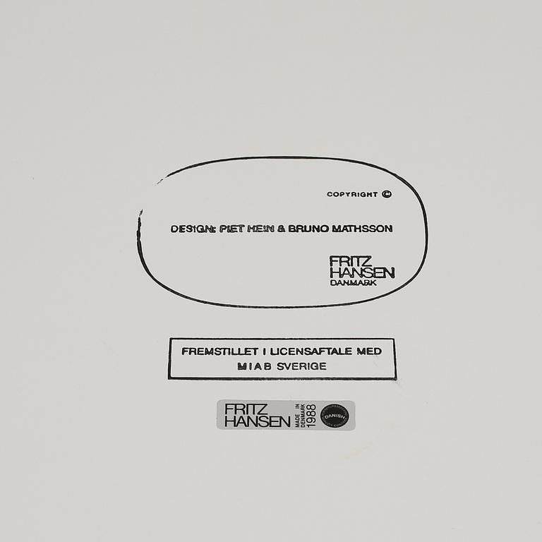 SOFFBORD, "Superellips", Bruno Mathsson och Piet Hein, Fritz Hansen, Danmark, 1988.