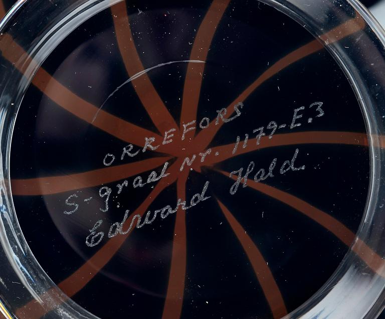 SKÅL, glas, Edward Hald, Orrefors, signerad, slipgraal.
