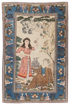 400. A signed Kashan 'Dabir' rug, c. 211 x 138 cm.