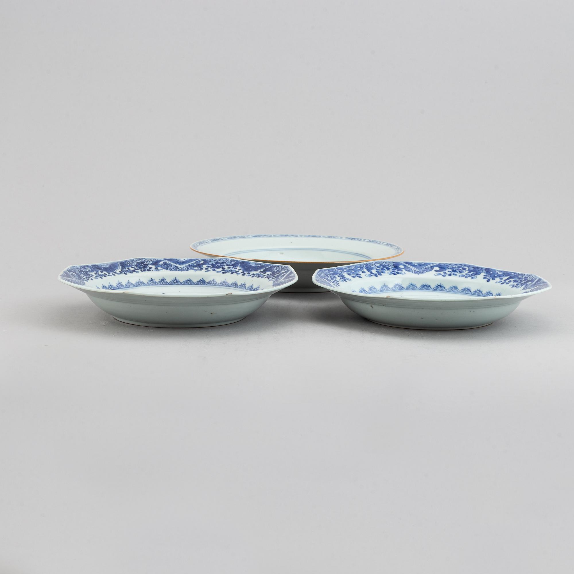 TALLRIKAR, 6 st, kompaniporslin. Qingdynastin, Qianlong (1736-95).