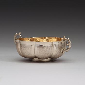 A Swedish 17th century parcel-gilt bowl, marks of Anders Biörsson Muus (Borås 1665-1672).