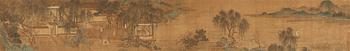 186. A hand-scroll in the style of Qiu Ying (c 1494-1551), by an anonymous artist, Qing dynasty, presumably 19th Century.