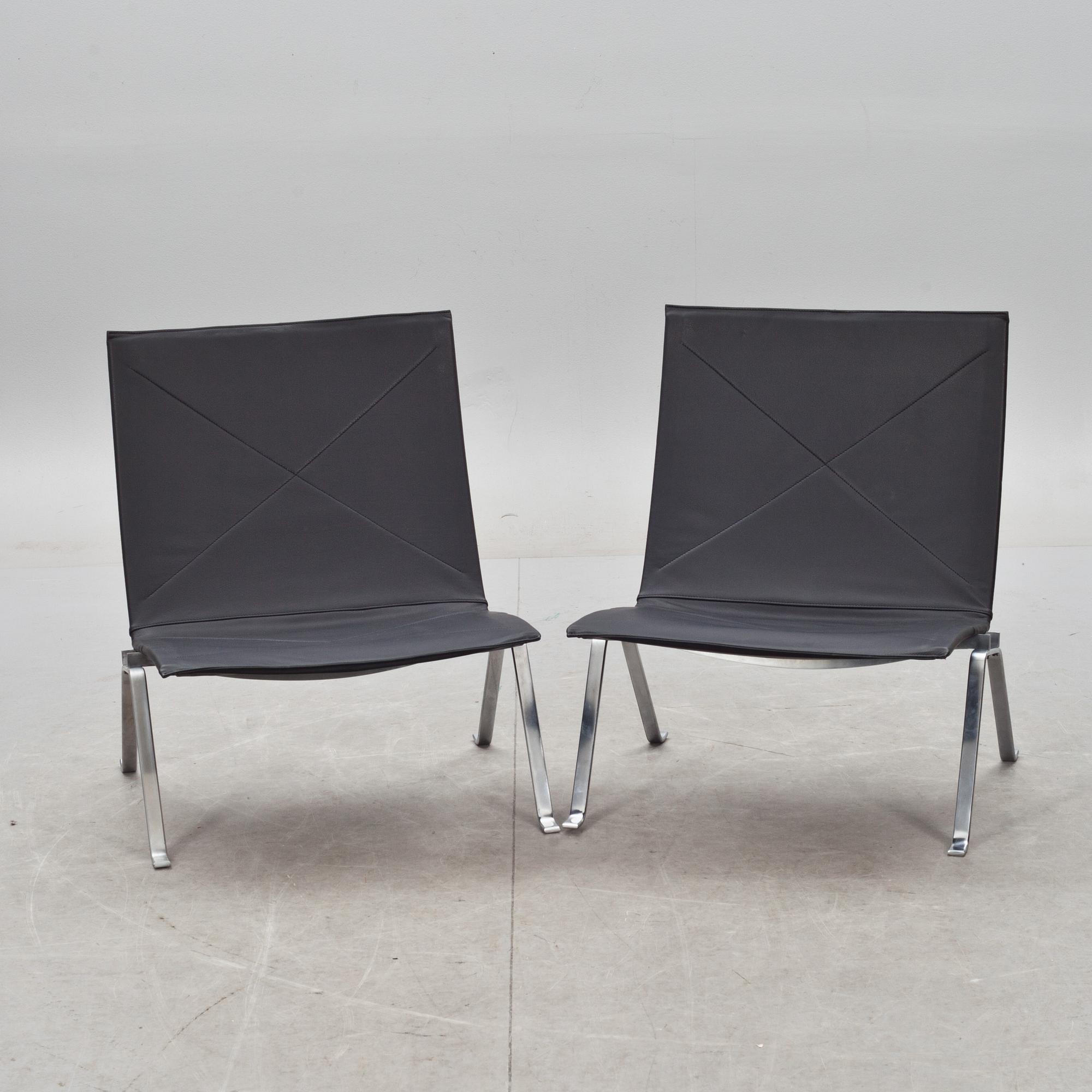 FÅTÖLJER ett par, "PK-22", Poul Kjaerholm, E. Kold Christensen.