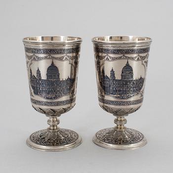 TWO GREEK SILVER GOBLETS,  with Swedish import marks.