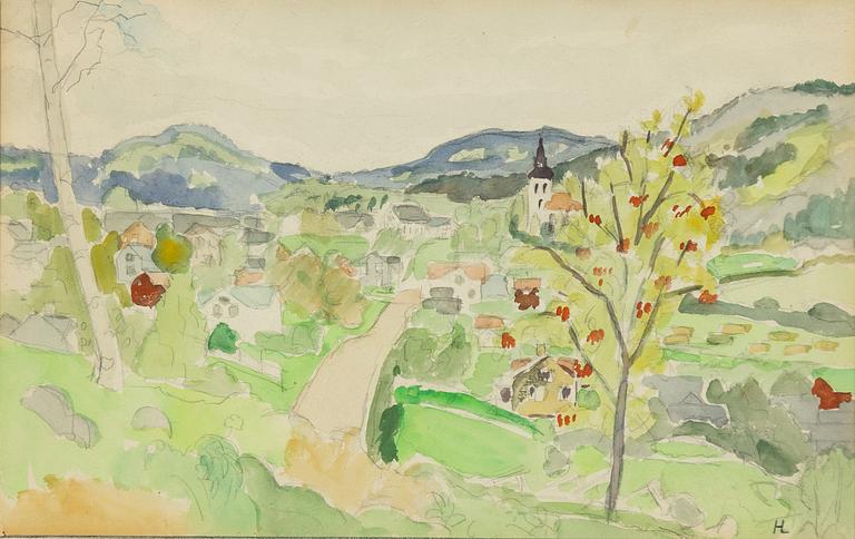 Hilding Linnqvist, Landscape with Church.