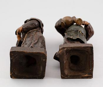 FIGURER, ett par, terrakotta, Goldscheider, Wien, omkring år 1900.