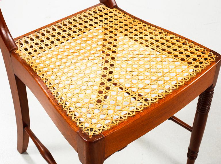 Nine chairs, made by Nils Tohrsson in Lindome (1779 - 1848) in the first half of the 19th century.