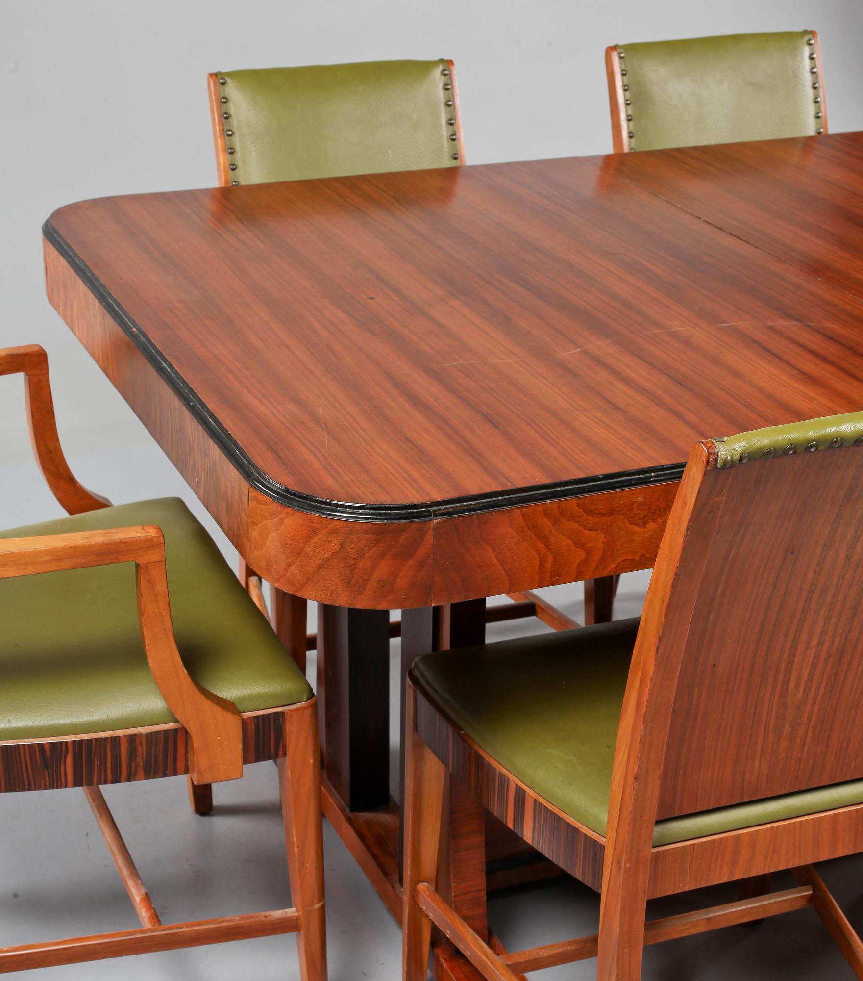 BORD samt STOLAR, 6 st, art déco, 1900-talets första hälft.