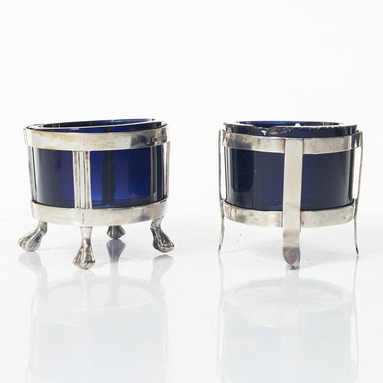 Salt cellars, two pairs of similar, silver, Sweden, around the year 1800/early 19th Century.