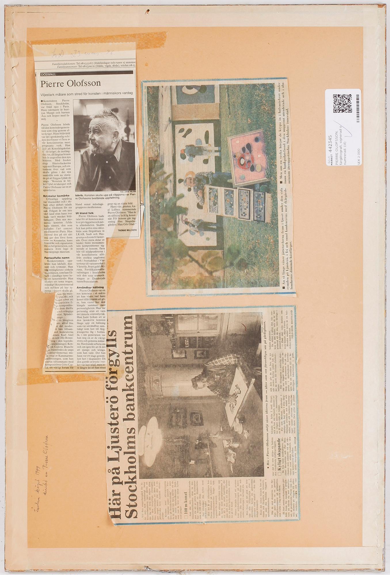 PIERRE OLOFSSON, färglitografi, signerad o numrerad 26/40.