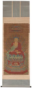 A fine hanging scroll depicting Shakyamuni Buddha, 18th Century or older.