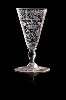 1197. SPETSGLAS. Sverige, tidigt 1700-tal, troligen Kungsholms glasbruk.