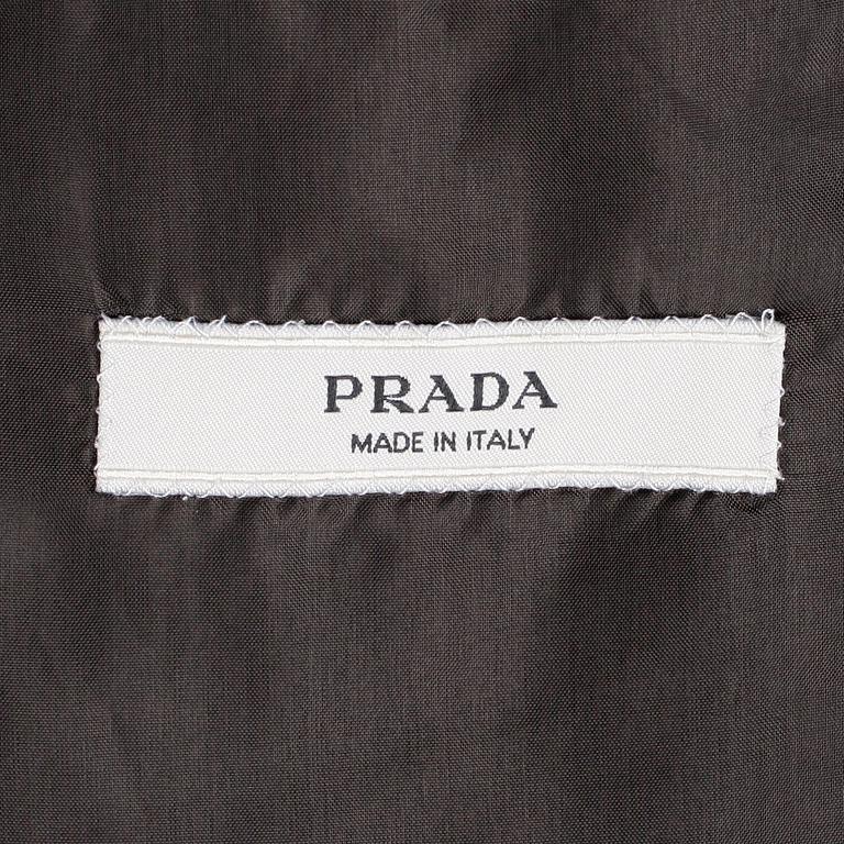 PRADA, a brown men's suit with jacket and pants, size 48.