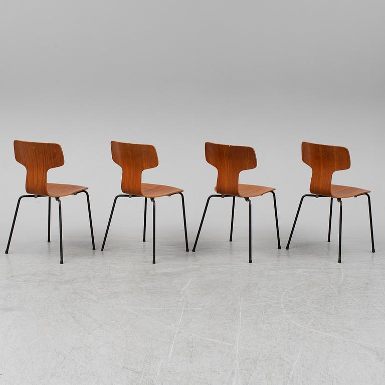 ARNE JACOBSEN, stolar, 4 st, modell 3103 "T-stolen", Fritz Hansen, Danmark, 1964-5.