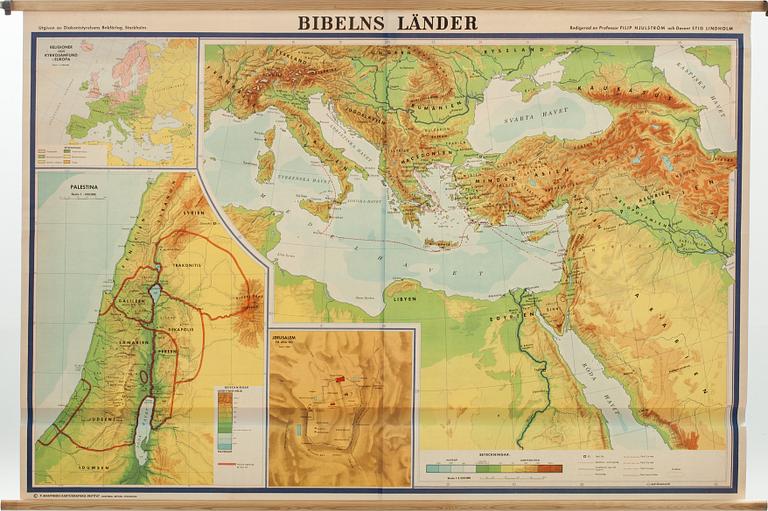 SKOLKARTOR, 2 st. Palestina resp Bibelns länder.
