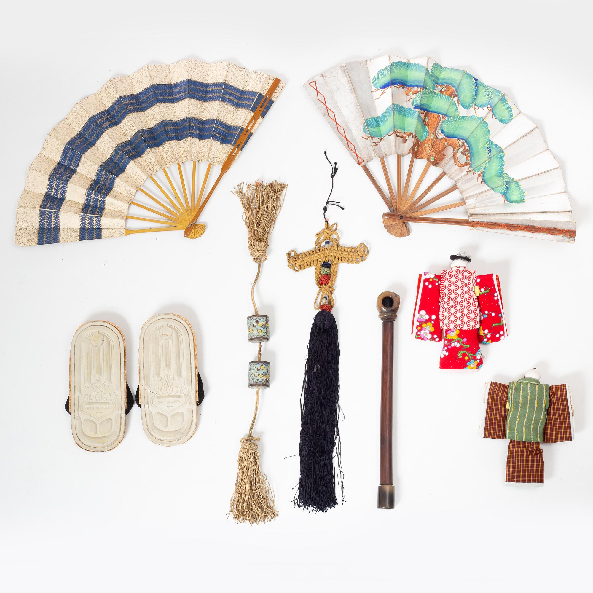 A group of eight Asian curio items, 19th and 20th century.