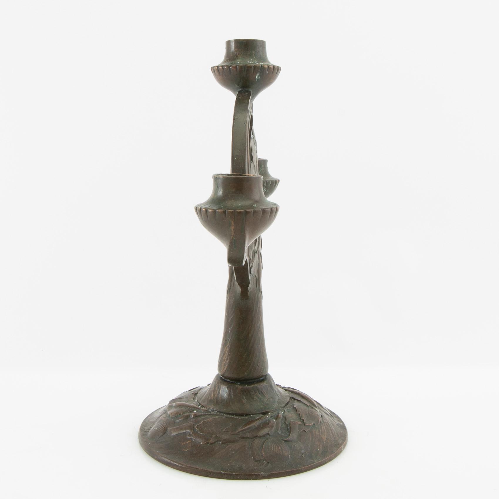 Emy Wahlström candelabrum Jugend Herman Bergman Art Foundry Stockholm early 20th century.