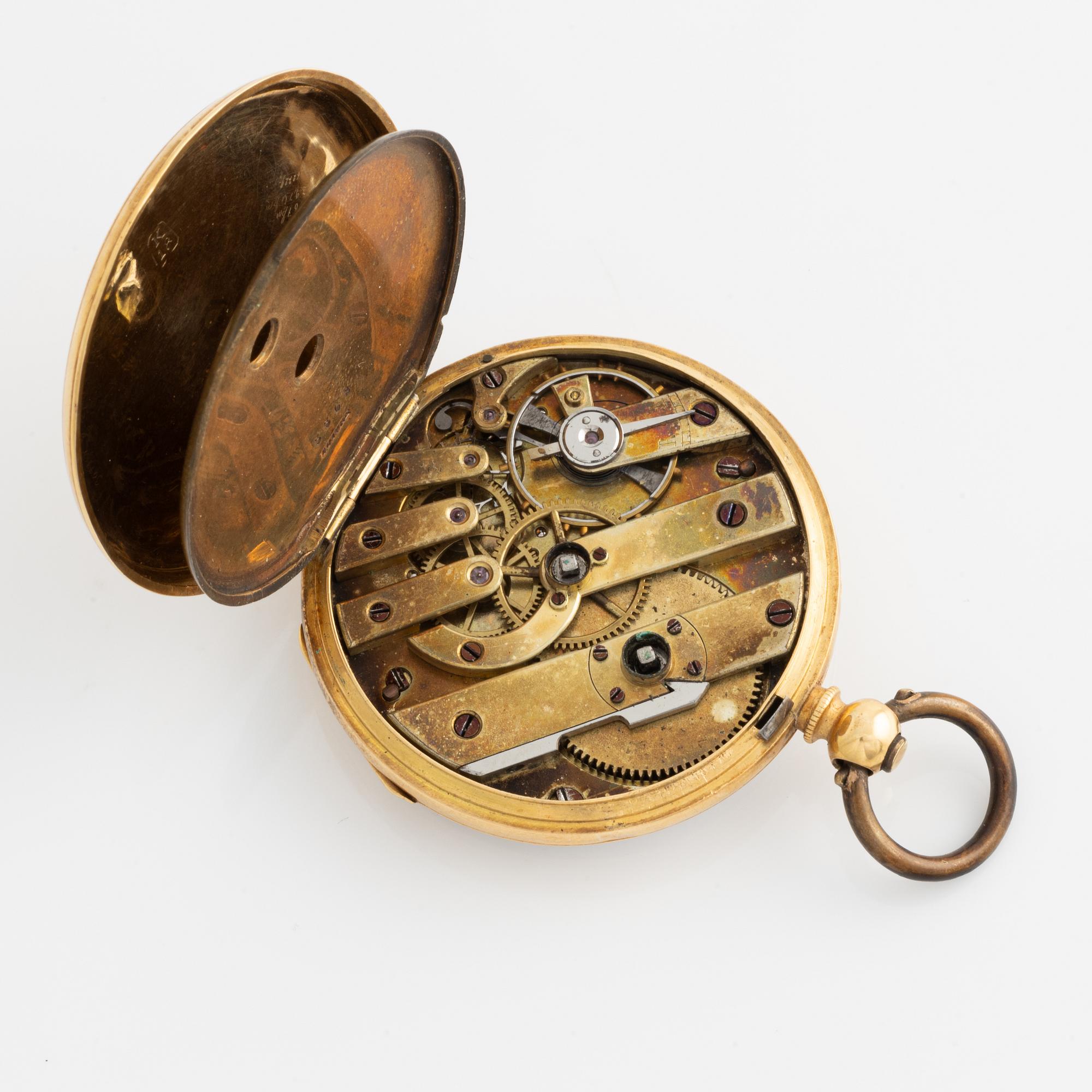 Pocket watch, 18K gold, "M Sjögren Christianstad", 36.5 mm.